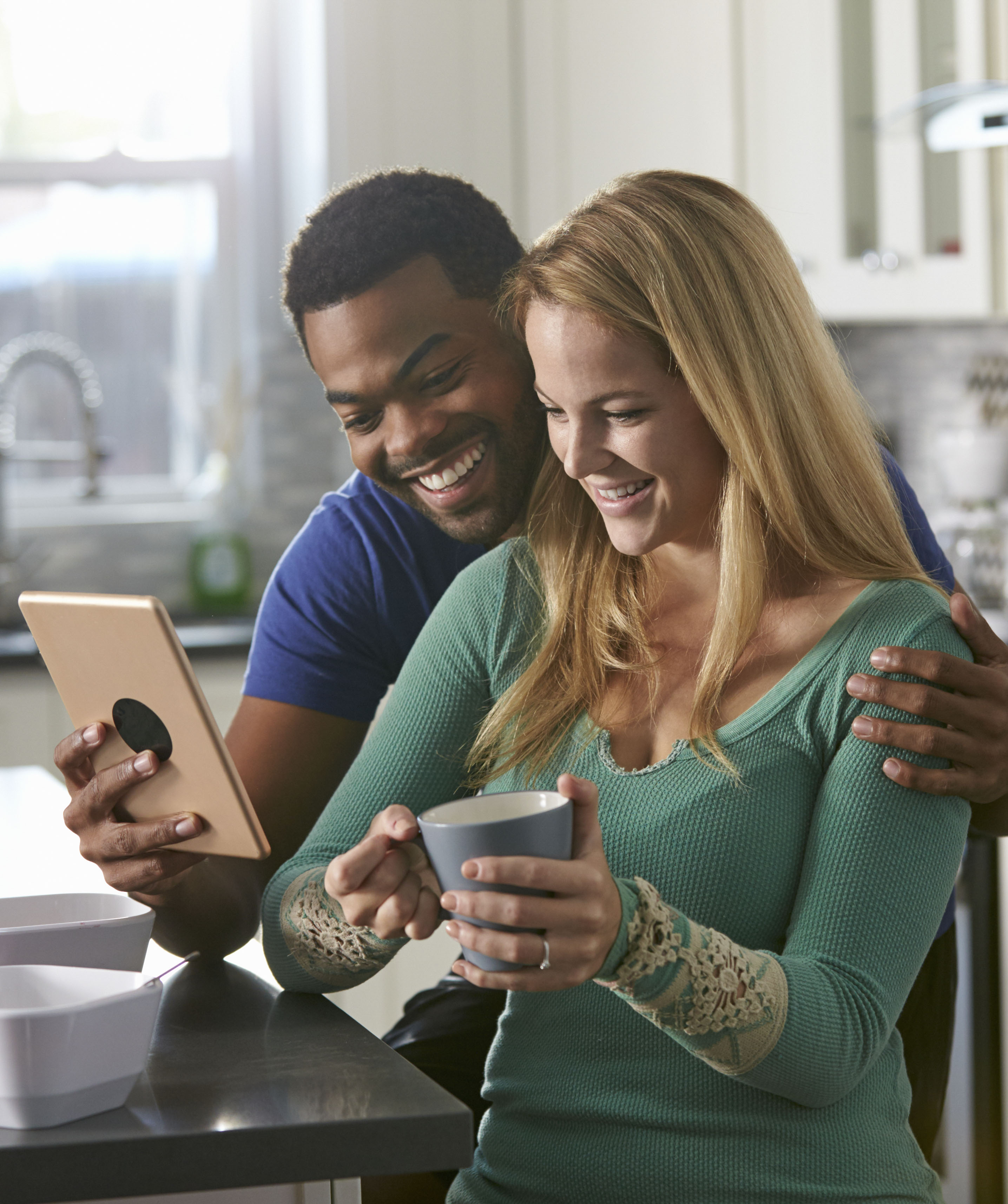 Couple looking at tablet