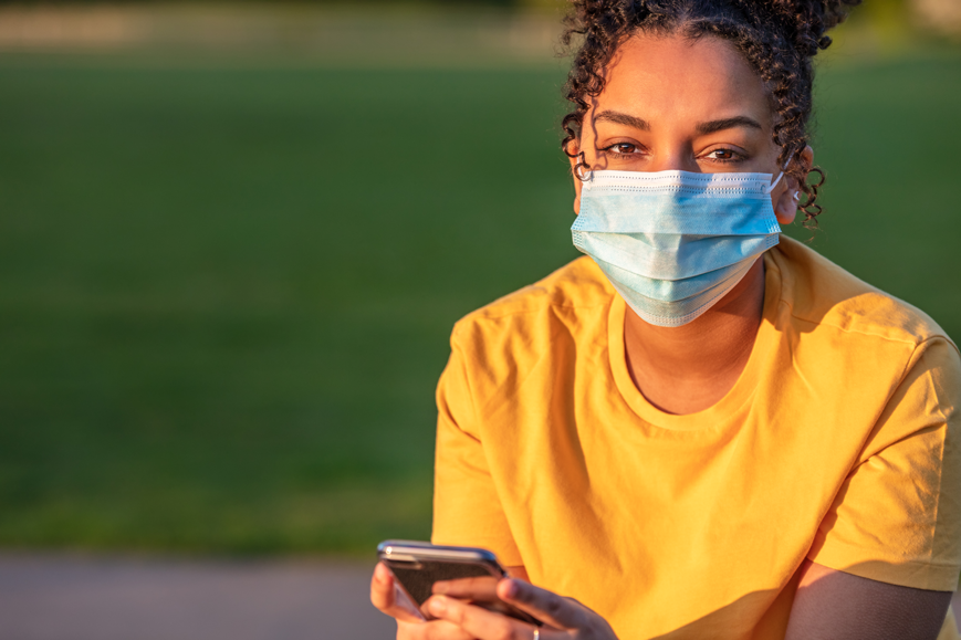 lady with mask on her face